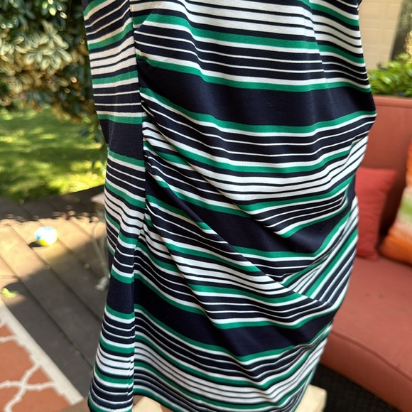 Ann Taylor Top, Navy, Green, and White Striped, Medium - Picture 5 of 8
